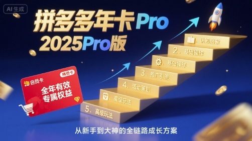 拼多多年卡2025Pro版，五大板块从认知到基础、从推广到活动、从活动到玩法-百盛轻创