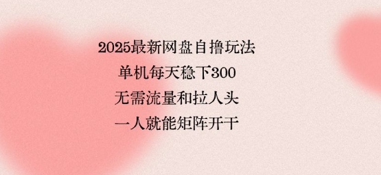 2025最新网盘自撸玩法，单机每天稳下3张，无需流量和拉人头，一个人就可轻松矩阵，全网独一份【揭秘】-百盛轻创