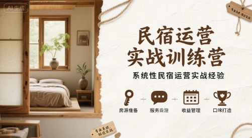 民宿运营实战训练营，系统性民宿运营实战经验-百盛轻创