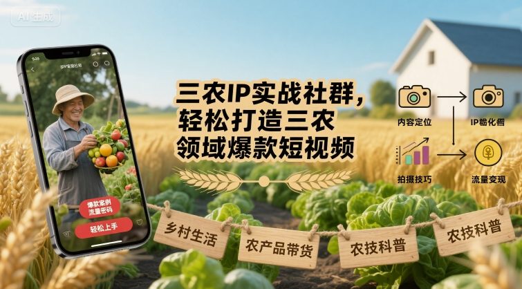 三农IP实战社群，轻松打造三农领域爆款短视频-百盛轻创