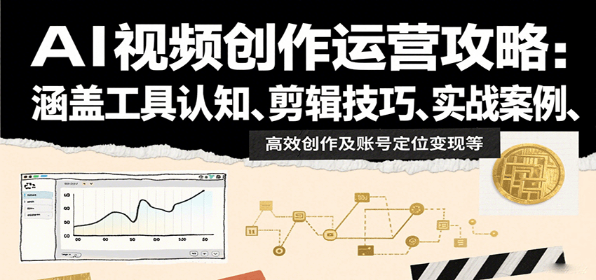 AI视频创作运营攻略：涵盖工具认知、剪辑技巧、实战案例、高效创作及账号定位变现等-百盛轻创