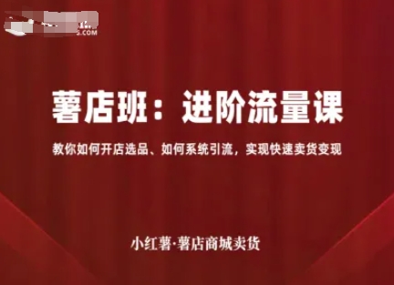 小红薯薯店商城卖货,进阶流量课,教你如何开店选品、如何系统引流,实现快速卖货变现