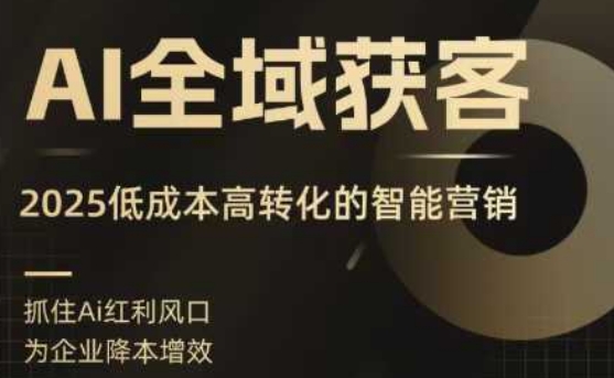 AI全域获客实训营，2025低成本高转化的智能营销，精准找客，高效营销-百盛轻创