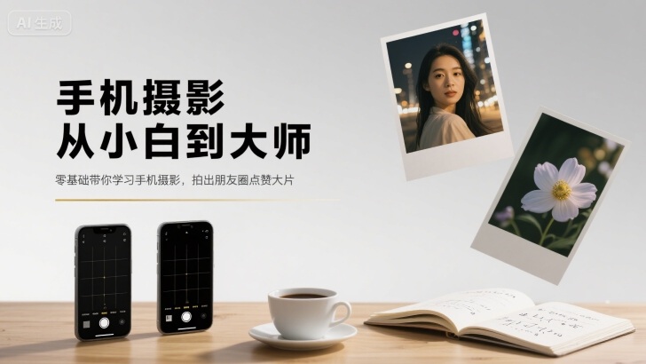 手机摄影从小白到大师，零基础带你学习手机摄影，拍出朋友圈点赞大片-百盛轻创