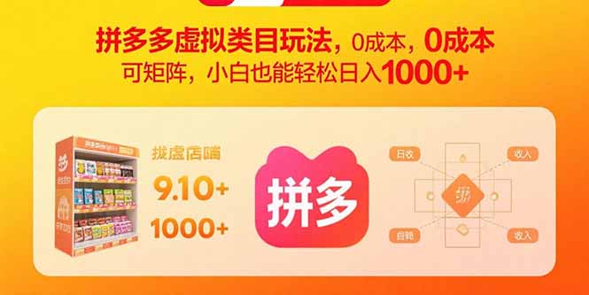 拼多多虚拟类目玩法，0成本，可矩阵，小白也能轻松日入1000+-百盛轻创