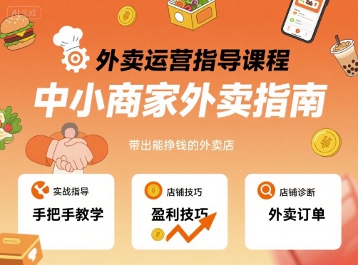 外卖运营指导课程，中小商家外卖指南，手把手带出能挣钱的外卖店-百盛轻创