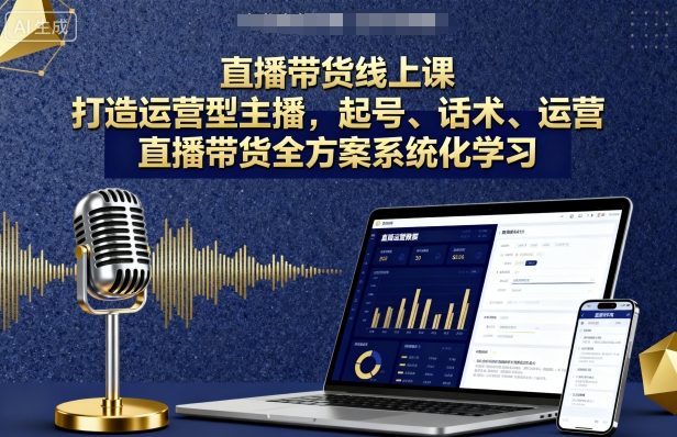 直播带货线上课，打造运营型主播，起号、话术、运营，直播带货全方案系统化学习-百盛轻创