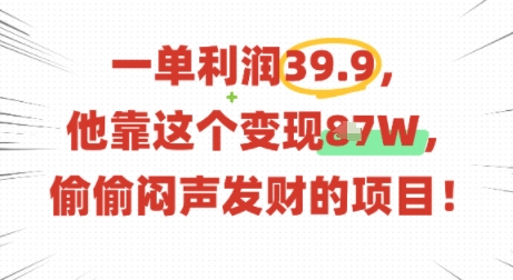 一单利润39.9，有人靠这个变现几十个，偷偷闷声发财的项目-百盛轻创