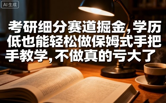 考研细分赛道掘金，日入1k+，学历低也能轻松做保姆式手把手教学，不做真的亏大了【揭秘】-小艾项目网