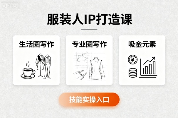 服装人IP打造课，文案创富+生活圈写作+专业圈写作+服装人专属+吸金元素+技能实操-百盛轻创