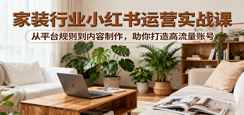 小红书家装行业运营实战课：从平台规则到内容制作，助你打造高流量账号-小艾项目网