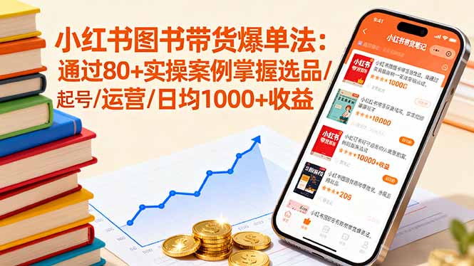 小红书图书带货爆单法：通过80+实操案例掌握选品/起号/运营/日均1000+收益-百盛轻创