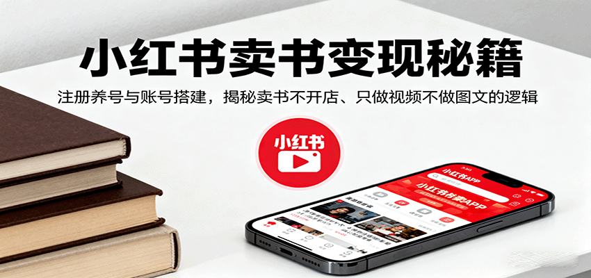 小红书卖书变现秘籍,注册养号与账号搭建,揭秘卖书不开店、只做视频不做图文的逻辑-百盛轻创