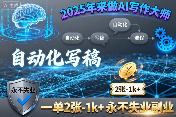 2025年来做AI写作大师，自动化写稿，一单2张-1k+，永不失业副业-百盛轻创