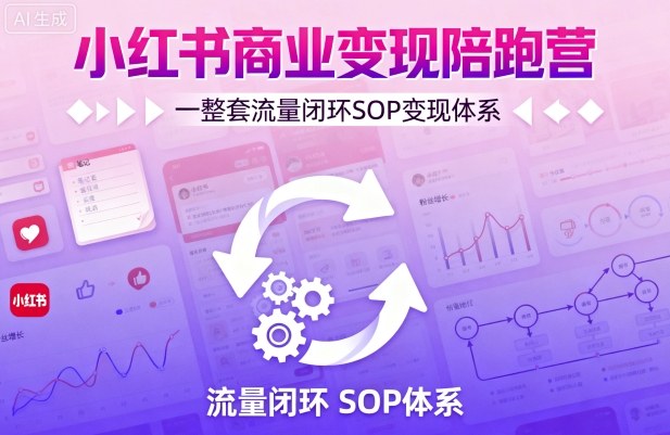 小红书商业变现陪跑营，轻IP矩阵 私域获客 聚光投流，一整套流量闭环SOP变现体系-小艾项目网