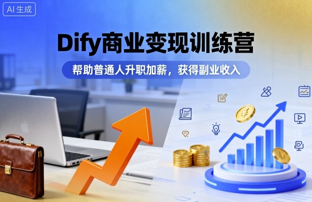 Dify商业变现训练营，帮助普通人升职加薪，获得副业收入-百盛轻创