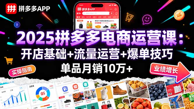 2025拼多多电商运营课：开店基础+流量运营+爆单技巧，单品月销10万+-百盛轻创