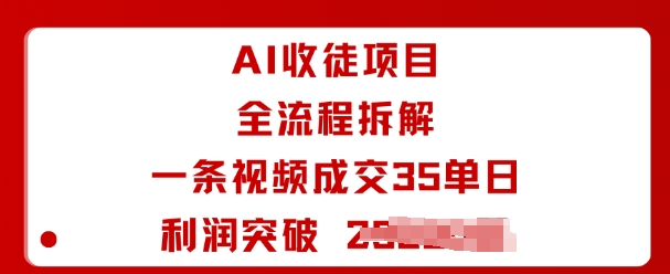 AI收徒项目全流程拆解一条视频成交35单日利润突破1k+-百盛轻创