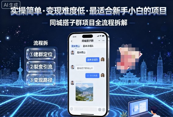 实操简单，变现难度低，最适合新手小白做的项目，每天轻松收入3张，同城搭子群项目全流程拆解-小艾项目网