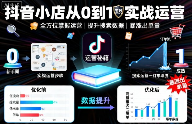 抖音小店从0到1实战运营，帮你全方位掌握小店运营，提升搜索数据与出单量-小艾项目网