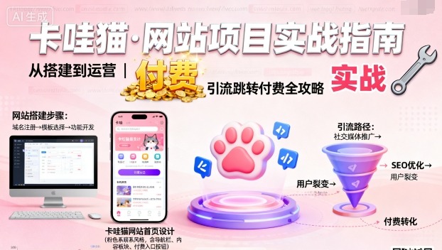 卡哇猫·网站项目，网站搭建与运营以及引流跳转付费-百盛轻创