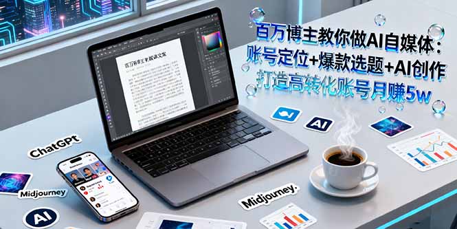 百万博主教你做AI自媒体：账号定位+爆款选题+AI创作 打造高转化账号月赚5w-小艾项目网
