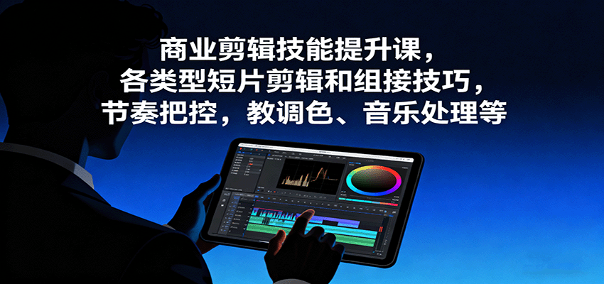商业剪辑技能提升课，各类型短片剪辑和组接技巧，节奏把控，教调色、音乐处理等-小艾项目网