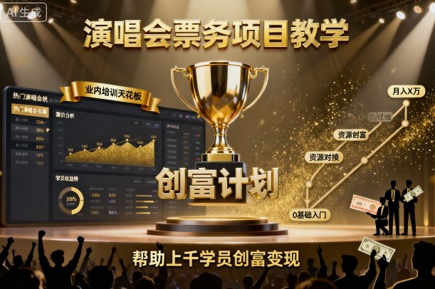 演唱会票务项目教学，业内培训天花板，帮助上千学员创富变现-小艾项目网