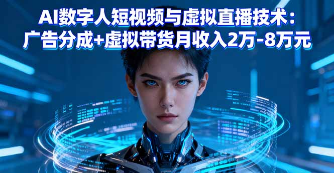 AI数字人短视频与虚拟直播技术：广告分成+虚拟带货月收入2万-8万元-百盛轻创