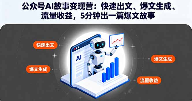 公众号AI故事变现营：快速出文、爆文生成、流量收益，5分钟出一篇爆文故事-百盛轻创