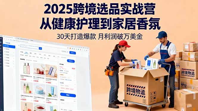 2025跨境选品实战营：从健康护理到家居香氛，30天打造爆款,月利润破万美金-小艾项目网