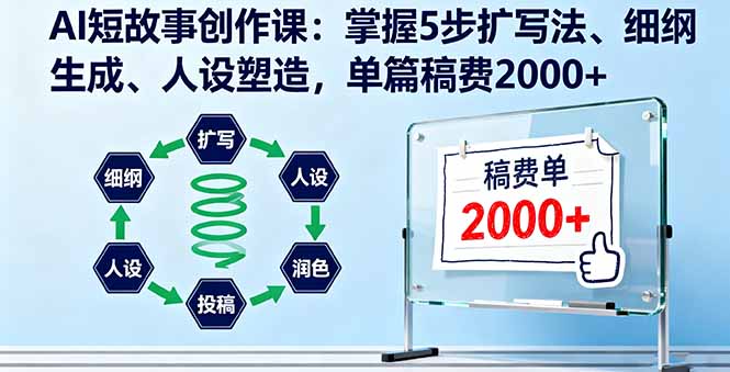 AI短故事创作课：掌握5步扩写法、细纲生成、人设塑造，单篇稿费2000+-百盛轻创