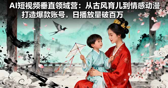 AI短视频垂直领域营：从古风育儿到情感动漫，打造爆款账号,日播放量破百万-百盛轻创