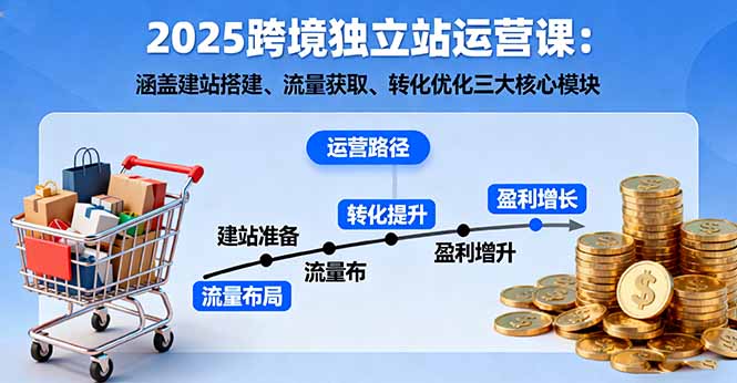 2025跨境独立站运营课：涵盖建站搭建、流量获取、转化优化三大核心模块-百盛轻创