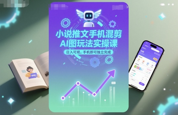 小说推文手机混剪AI图玩法实操课，日入可观，手机即可独立完成-小艾项目网
