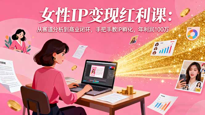 女性IP变现红利课：从赛道分析到商业闭环，手把手教IP孵化，年利润100万-小艾项目网