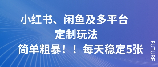 小红书、闲鱼及多平台定制玩法简单粗暴！每天稳定5张-小艾项目网