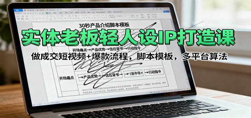 实体老板轻人设IP打造课：做成交短视频+爆款流程，脚本模板，多平台算法-小艾项目网