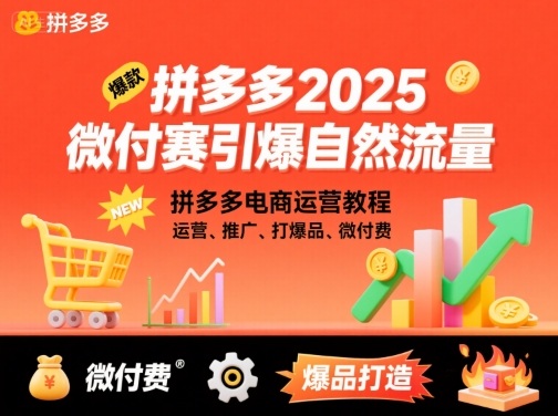 拼多多2025微付费引爆自然流量,拼多多电商运营教程,运营、推广、打爆品、微付费(更新)