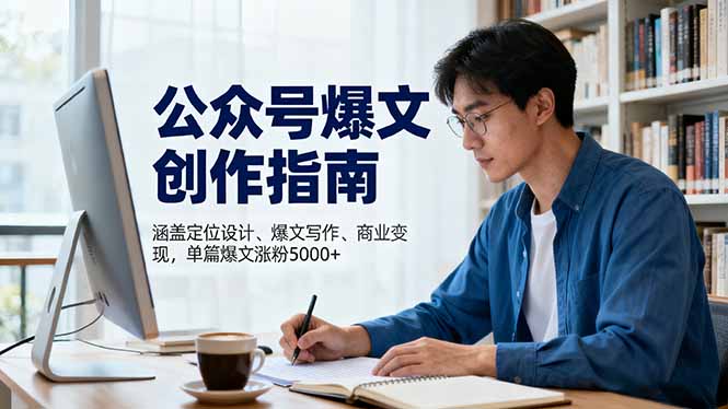 公众号爆文创作指南，涵盖定位设计+爆文写作+商业变现，单篇爆文涨粉5000+-小艾项目网