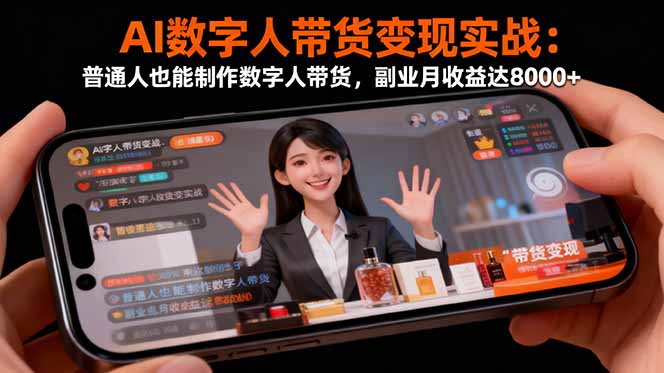 AI数字人带货变现实战：普通人也能制作数字人带货，副业月收益达8000+-百盛轻创
