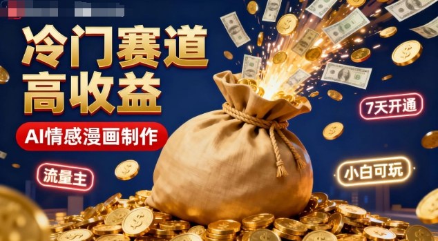 公众号冷门赛道，用AI做情感漫画，7天开通流量主，操作简单，小白可玩-百盛轻创