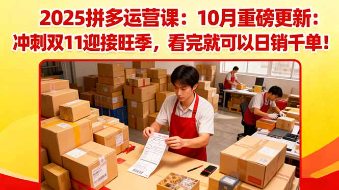 2025拼多多运营课：10月重磅更新：冲刺双11迎接旺季，看完就可以日销千单-小艾项目网