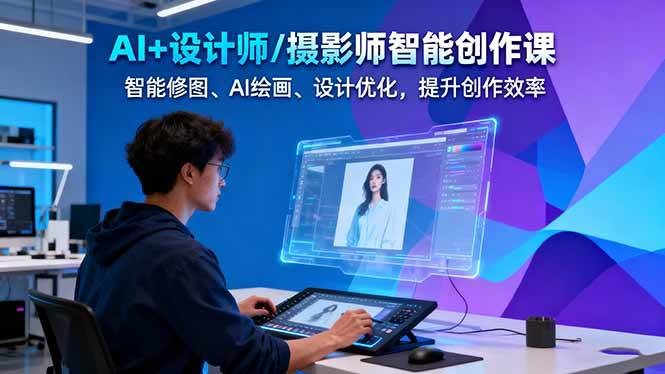 AI+设计师/摄影师智能创作课：智能修图、AI绘画、设计优化，提升创作效率-百盛轻创