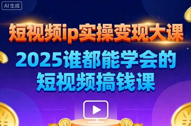 短视频ip实操变现大课，7月26-27日广州站线下课，2025谁都能学会的短视频搞钱课-小艾项目网