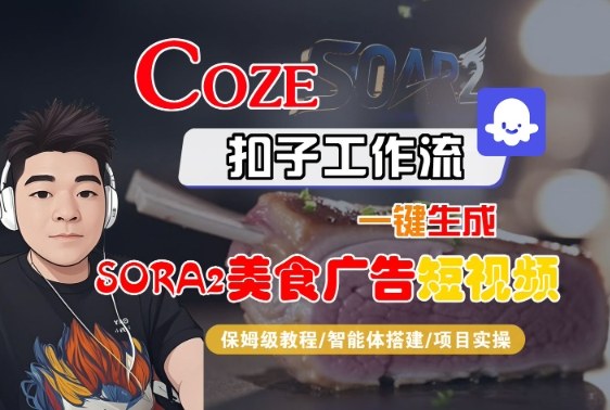 Coze扣子智能体工作流一键生成“SORA2美食广告“短视频，全流程保姆级教学-百盛轻创