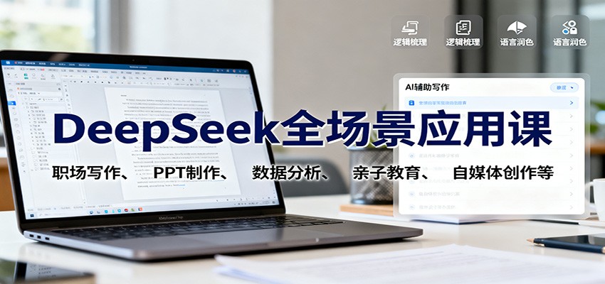 DeepSeek全场景应用课：职场写作、 PPT制作、数据分析、亲子教育、自媒体创作等-百盛轻创