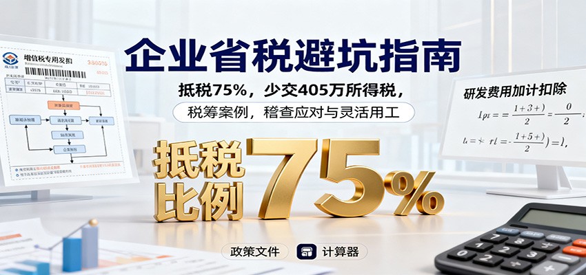 企业省税避坑指南：抵税75%，少交405万所得税，税筹案例，稽查应对与灵活用工-百盛轻创