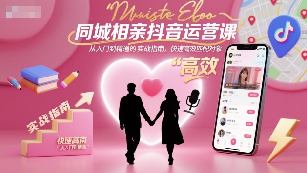 同城相亲抖音运营课，从入门到精通的实战指南，快速高效匹配对象-百盛轻创