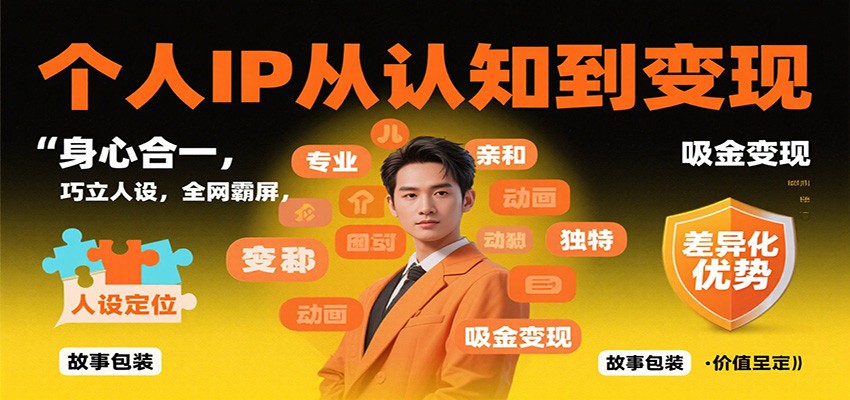 个人IP从认知到变现，身心合一，巧立人设，全网霸屏，吸金变现-百盛轻创